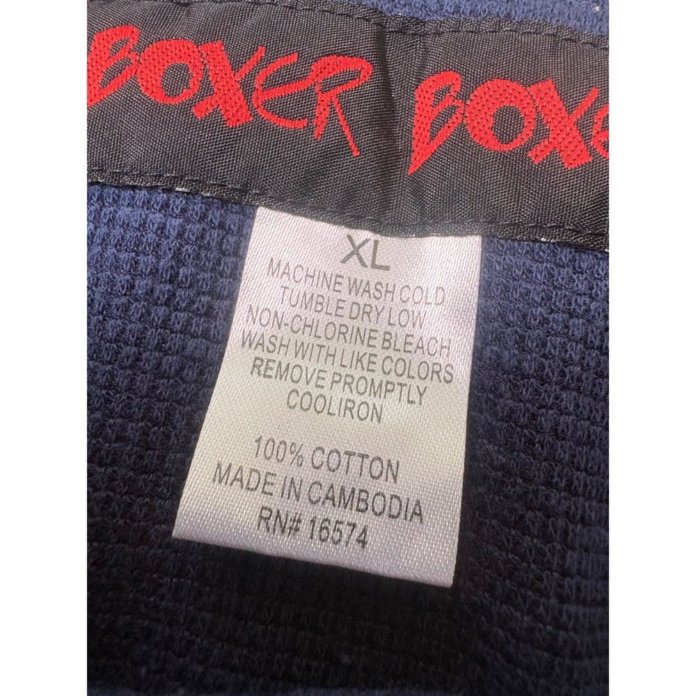 Boxer Boxer Henley Shirt Mens XL Blue Excellent Waffle Knit Pocket Short Sleeve - Picture 4 of 11